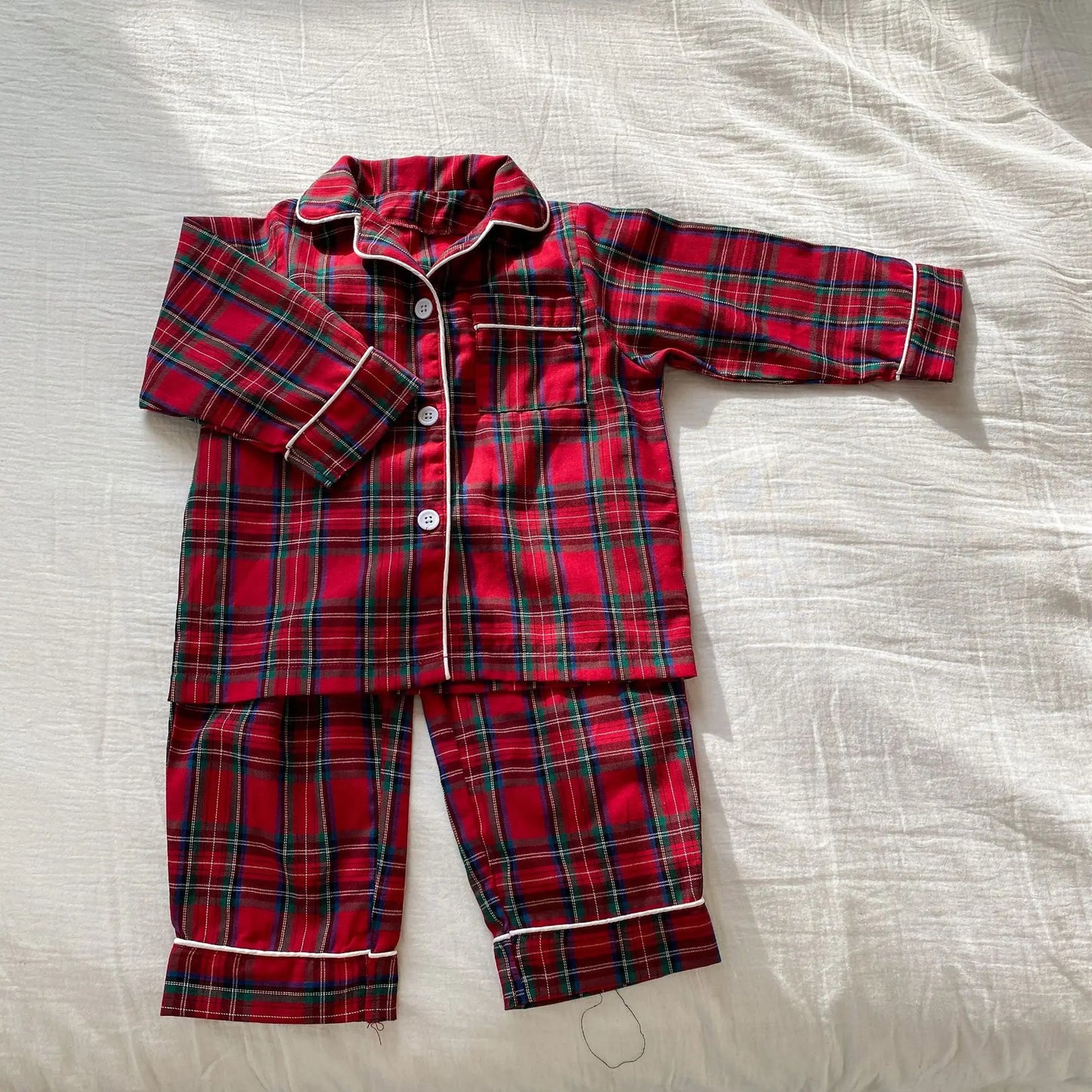 Christmas Kids Pajamas Long Sleeve Clothes Sets 2025 Autumn Baby Boys Girls Cotton Plaid Pajamas Suit Children Home Wear Clothes