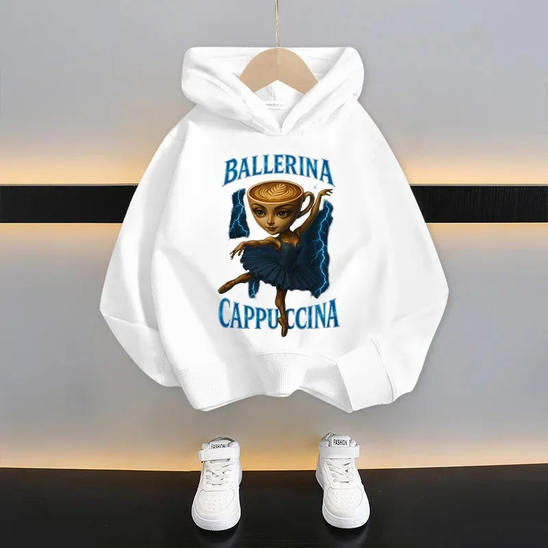 Italian Brainrot Tralalero Tralala Cartoon Fun Kid Hooded Sweatshirt Boys Girls Autumn Winter Fashion Warm Long Sleeve Hoodies
