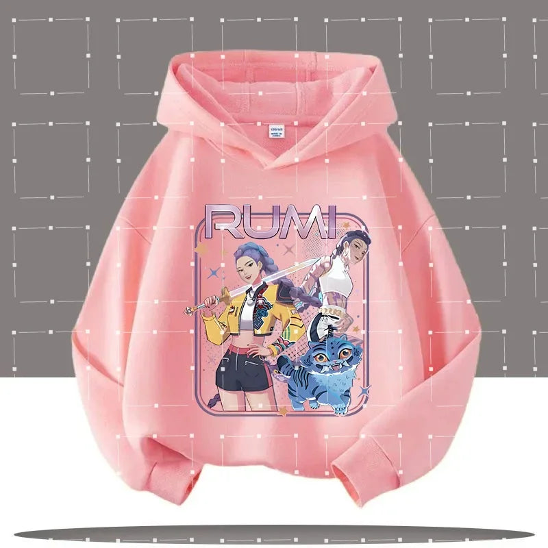 2025 KPop Demon Hunters Hoodie Fashion Rumi Sweatshirt Pullover Cute Long Sleeve Autumn Boys Girls Cartoon Y2K Hoody Sportswear
