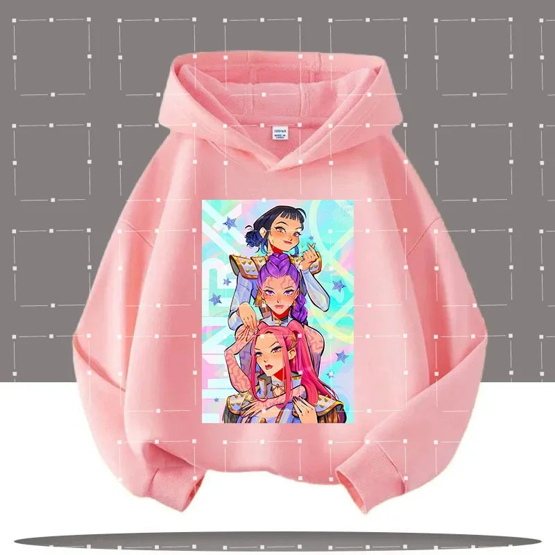 2025 KPop Demon Hunters Hoodie Fashion Rumi Sweatshirt Pullover Cute Long Sleeve Autumn Boys Girls Cartoon Y2K Hoody Sportswear