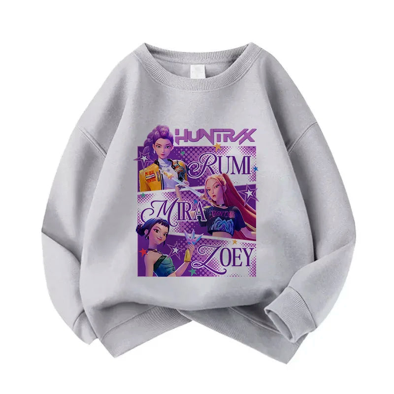 Casual Unisex  Boys Girls Movie Fans Gift Hoodie Manga Kids Huntrix Kpop Demon Hunters Children's Sweatshirt Cute Tiger Hoody