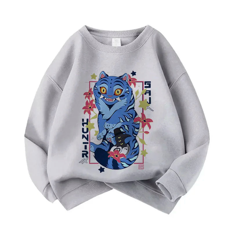 Casual Unisex  Boys Girls Movie Fans Gift Hoodie Manga Kids Huntrix Kpop Demon Hunters Children's Sweatshirt Cute Tiger Hoody