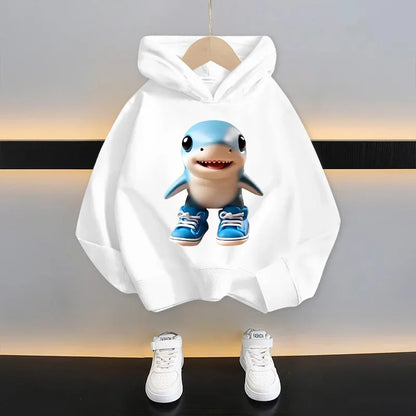 Italian Brainrot Tralalero Tralala Cartoon Fun Kid Hooded Sweatshirt Boys Girls Autumn Winter Fashion Warm Long Sleeve Hoodies