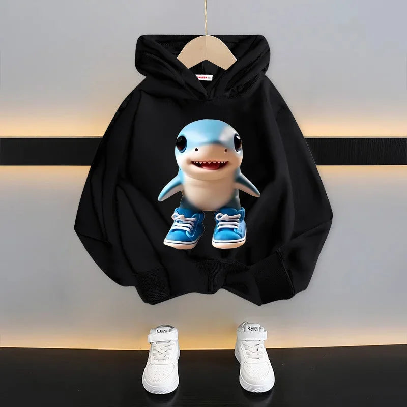 Italian Brainrot Tralalero Tralala Cartoon Fun Kid Hooded Sweatshirt Boys Girls Autumn Winter Fashion Warm Long Sleeve Hoodies