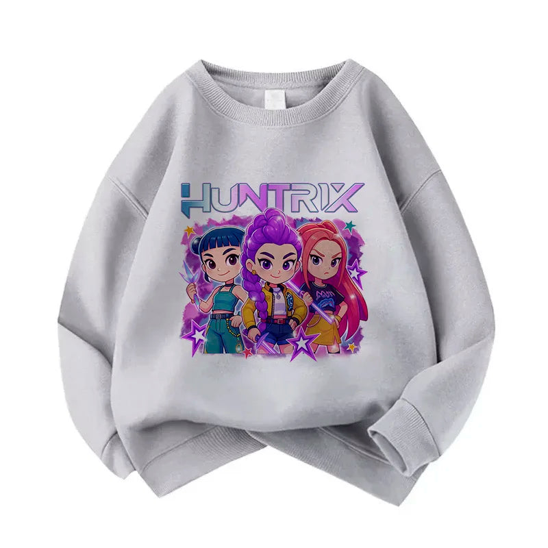 Casual Unisex  Boys Girls Movie Fans Gift Hoodie Manga Kids Huntrix Kpop Demon Hunters Children's Sweatshirt Cute Tiger Hoody