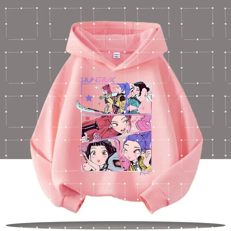 2025 KPop Demon Hunters Hoodie Fashion Rumi Sweatshirt Pullover Cute Long Sleeve Autumn Boys Girls Cartoon Y2K Hoody Sportswear