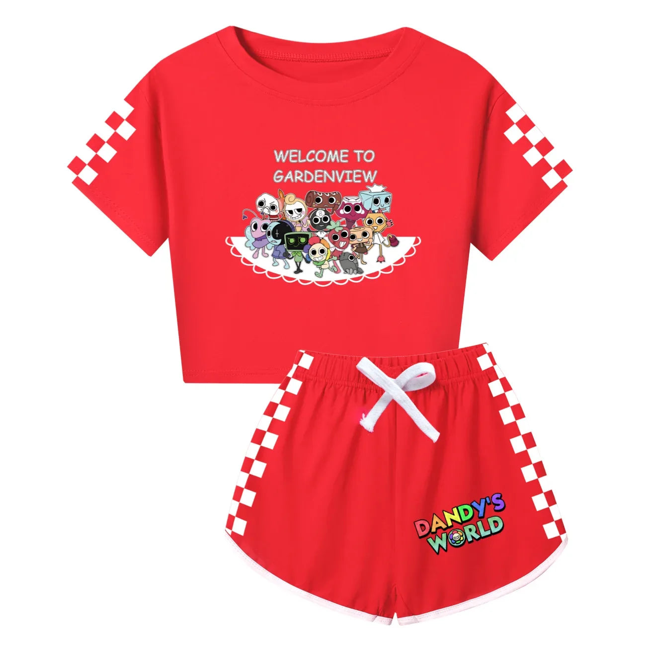 Newest Dandys World Pajamas Kids Cartoon Sleepwear Boys Daily Casual Pajamas Set Baby Girls Short Sleeve T-Shirt+Short 2pcs Sets
