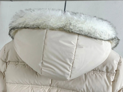 New Girls' Hooded Warm Cotton Clothes Waisted Mid-Length Girls' Jackets Winter Windproof Plus Velvet Thickened Down Jackets