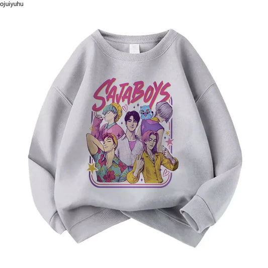 Casual Unisex  Boys Girls Movie Fans Gift Hoodie Manga Kids Huntrix Kpop Demon Hunters Children's Sweatshirt Cute Tiger Hoody