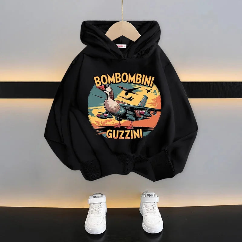 Italian Brainrot Tralalero Tralala Cartoon Fun Kid Hooded Sweatshirt Boys Girls Autumn Winter Fashion Warm Long Sleeve Hoodies