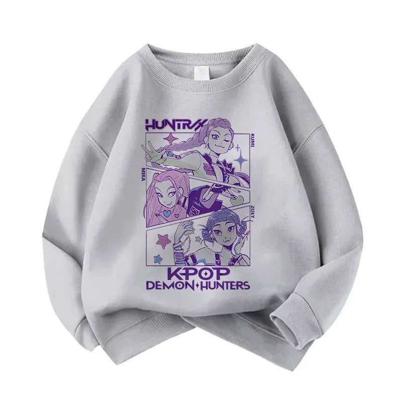 Casual Unisex  Boys Girls Movie Fans Gift Hoodie Manga Kids Huntrix Kpop Demon Hunters Children's Sweatshirt Cute Tiger Hoody