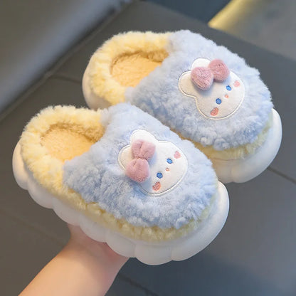 Cute Cartoon Thick Bottom Cotton Slippers Children 2025 Winter Warm Kids Home Plush Slippers Boys Girls Indoor House Shoes