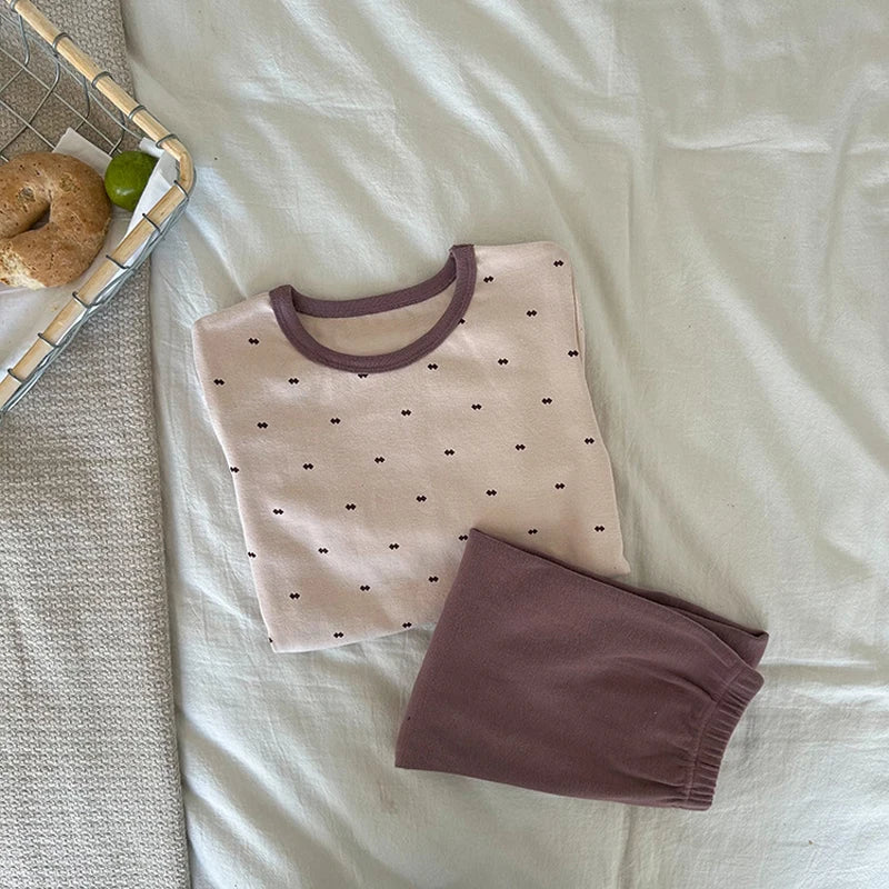 Winter Children's Pajamas Home Clothes Boys And Girls' Baby Warm Autumn Clothes Suit Long Sleeves+ Pants Baby Kids Underwear Set