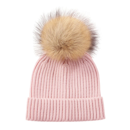 Personalized Name Big Pompom Winter Baby Hats Cute Beanies Caps Knitted Headwraps Warm Kids Crochet Infant Kids Headwear