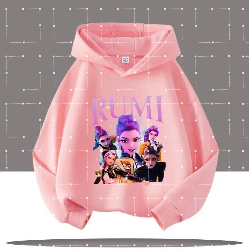 2025 KPop Demon Hunters Hoodie Fashion Rumi Sweatshirt Pullover Cute Long Sleeve Autumn Boys Girls Cartoon Y2K Hoody Sportswear