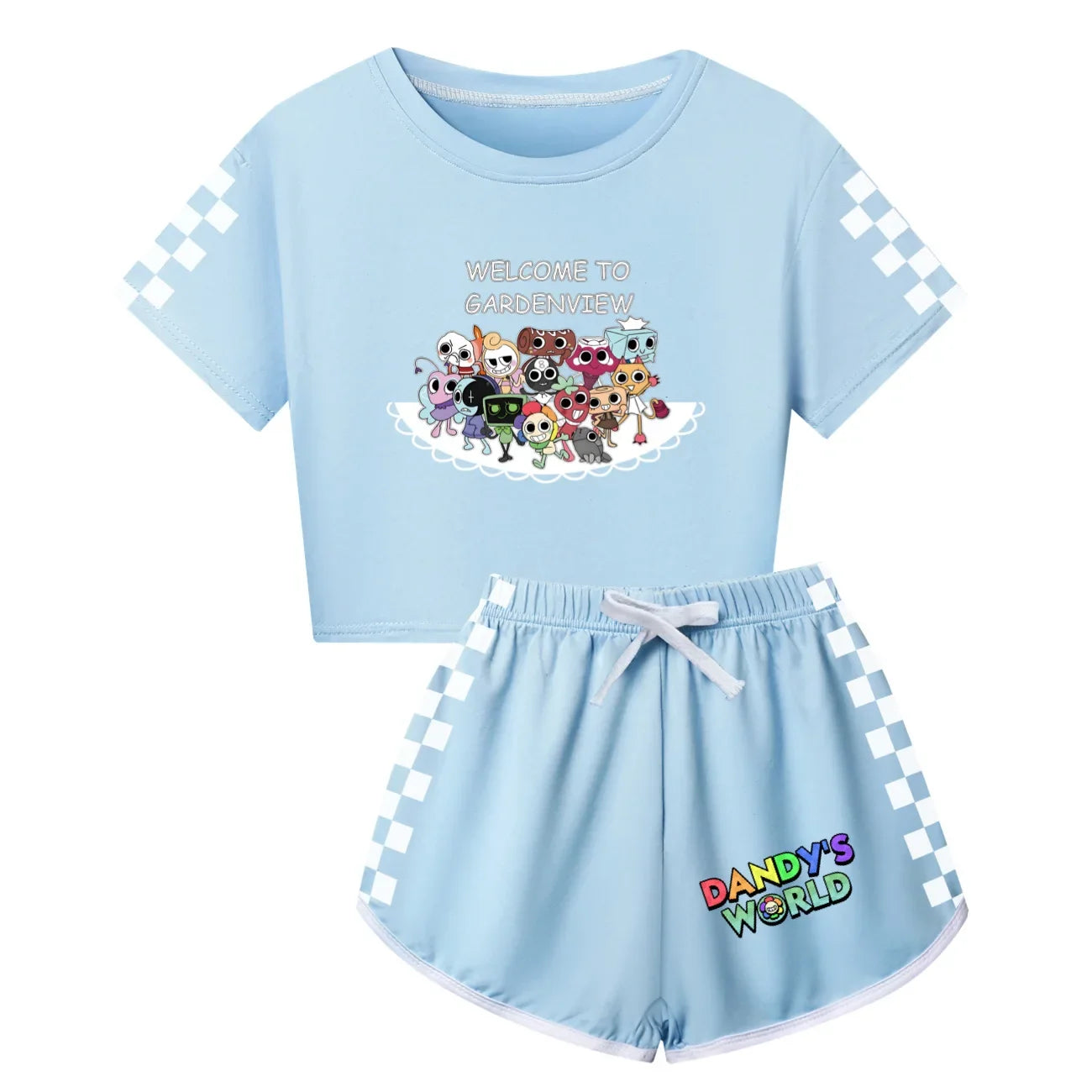 Newest Dandys World Pajamas Kids Cartoon Sleepwear Boys Daily Casual Pajamas Set Baby Girls Short Sleeve T-Shirt+Short 2pcs Sets