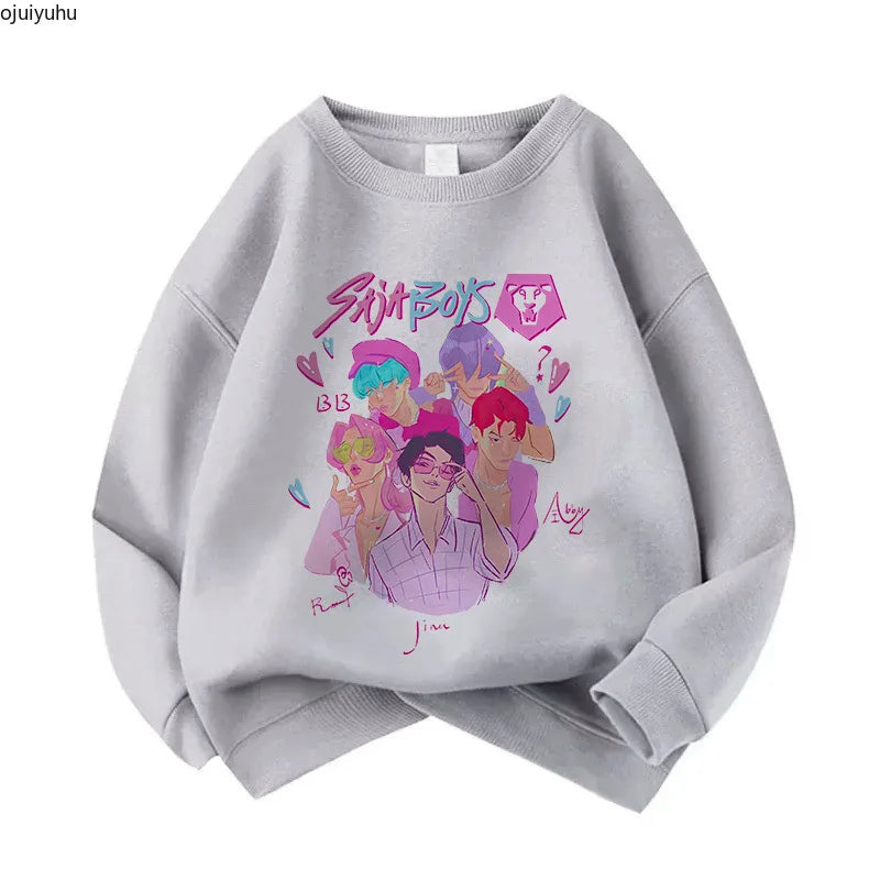 Casual Unisex  Boys Girls Movie Fans Gift Hoodie Manga Kids Huntrix Kpop Demon Hunters Children's Sweatshirt Cute Tiger Hoody