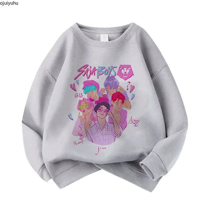 Casual Unisex  Boys Girls Movie Fans Gift Hoodie Manga Kids Huntrix Kpop Demon Hunters Children's Sweatshirt Cute Tiger Hoody