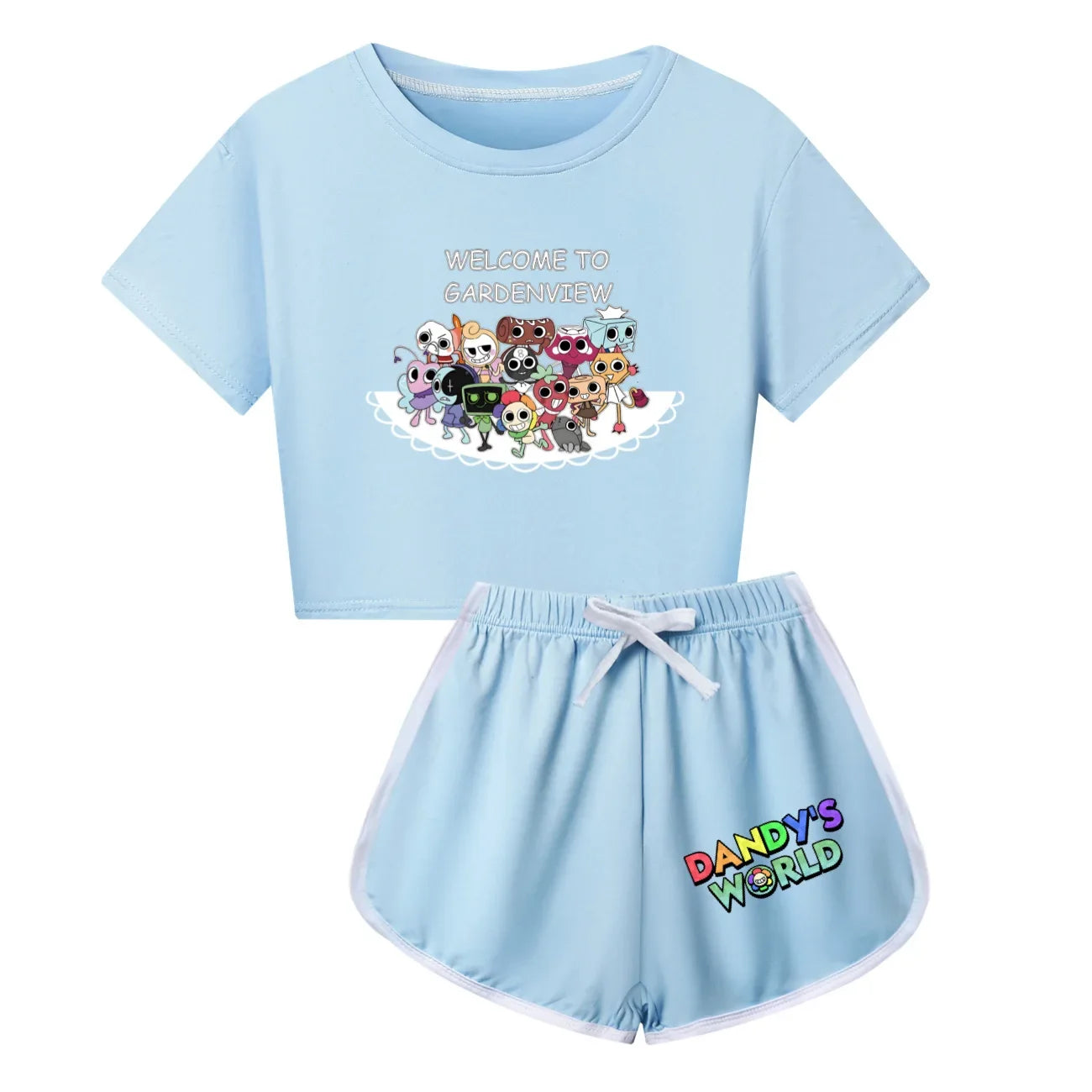 Newest Dandys World Pajamas Kids Cartoon Sleepwear Boys Daily Casual Pajamas Set Baby Girls Short Sleeve T-Shirt+Short 2pcs Sets