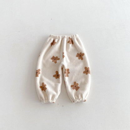 1-7Age Kids Cartoon Plush Pants Cartoon Full Print Pajamas Pants ;Lovely Soft Loose All-match Pants For Baby Boys Girl Home Wear