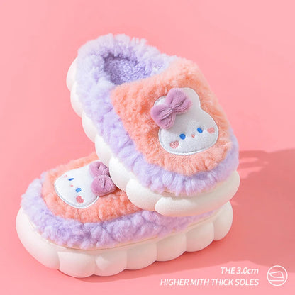 Cute Cartoon Thick Bottom Cotton Slippers Children 2025 Winter Warm Kids Home Plush Slippers Boys Girls Indoor House Shoes
