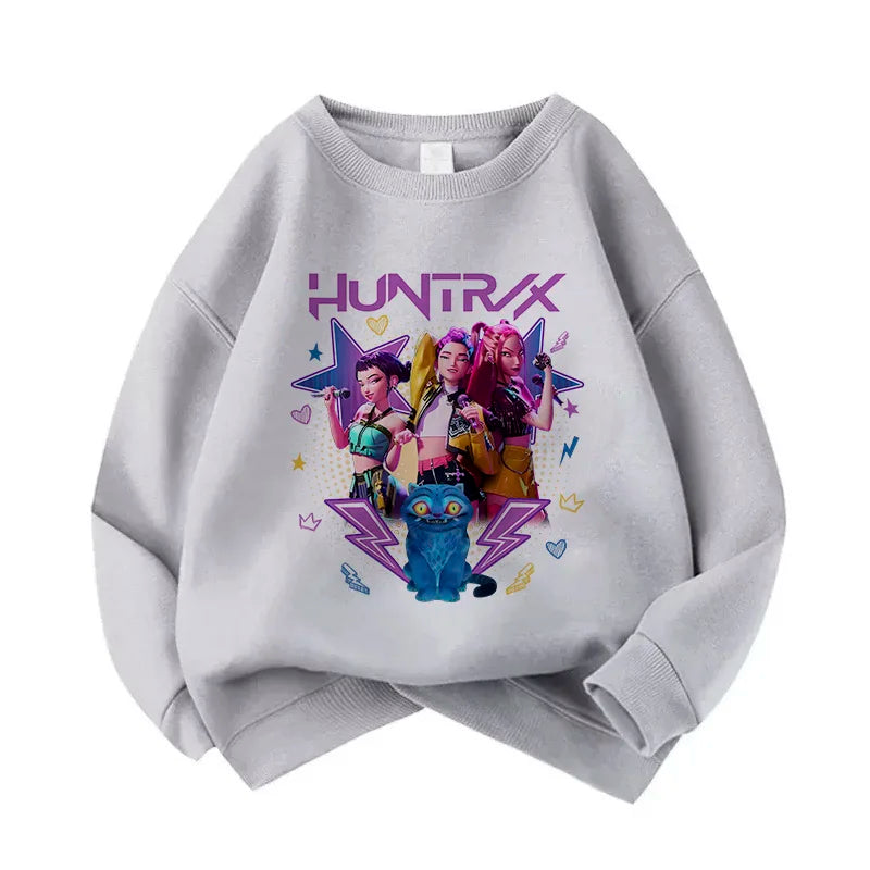 Casual Unisex  Boys Girls Movie Fans Gift Hoodie Manga Kids Huntrix Kpop Demon Hunters Children's Sweatshirt Cute Tiger Hoody