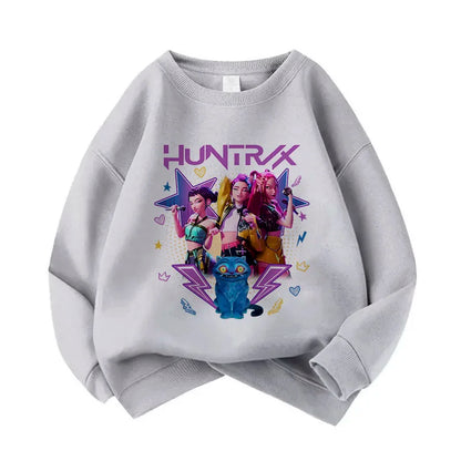 Casual Unisex  Boys Girls Movie Fans Gift Hoodie Manga Kids Huntrix Kpop Demon Hunters Children's Sweatshirt Cute Tiger Hoody