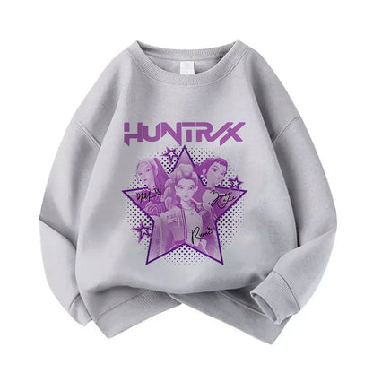Casual Unisex  Boys Girls Movie Fans Gift Hoodie Manga Kids Huntrix Kpop Demon Hunters Children's Sweatshirt Cute Tiger Hoody
