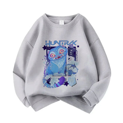 Casual Unisex  Boys Girls Movie Fans Gift Hoodie Manga Kids Huntrix Kpop Demon Hunters Children's Sweatshirt Cute Tiger Hoody