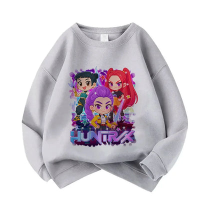 Casual Unisex  Boys Girls Movie Fans Gift Hoodie Manga Kids Huntrix Kpop Demon Hunters Children's Sweatshirt Cute Tiger Hoody