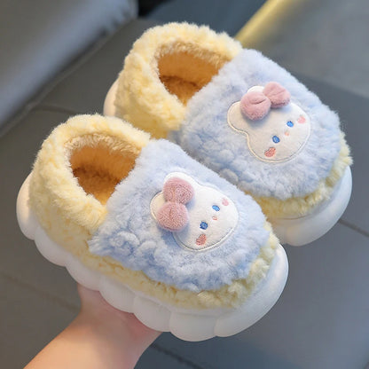 Cute Cartoon Thick Bottom Cotton Slippers Children 2025 Winter Warm Kids Home Plush Slippers Boys Girls Indoor House Shoes