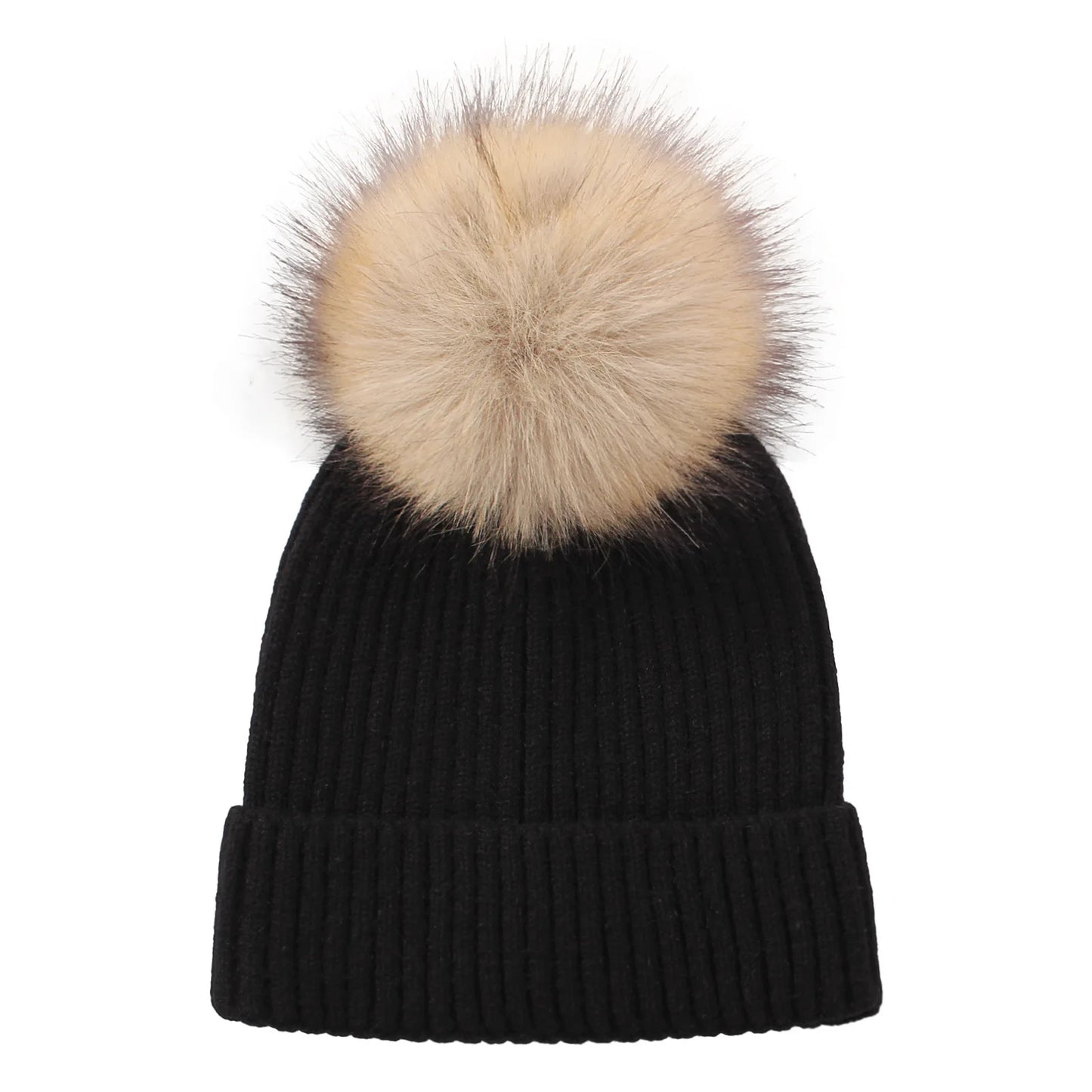 Personalized Name Big Pompom Winter Baby Hats Cute Beanies Caps Knitted Headwraps Warm Kids Crochet Infant Kids Headwear