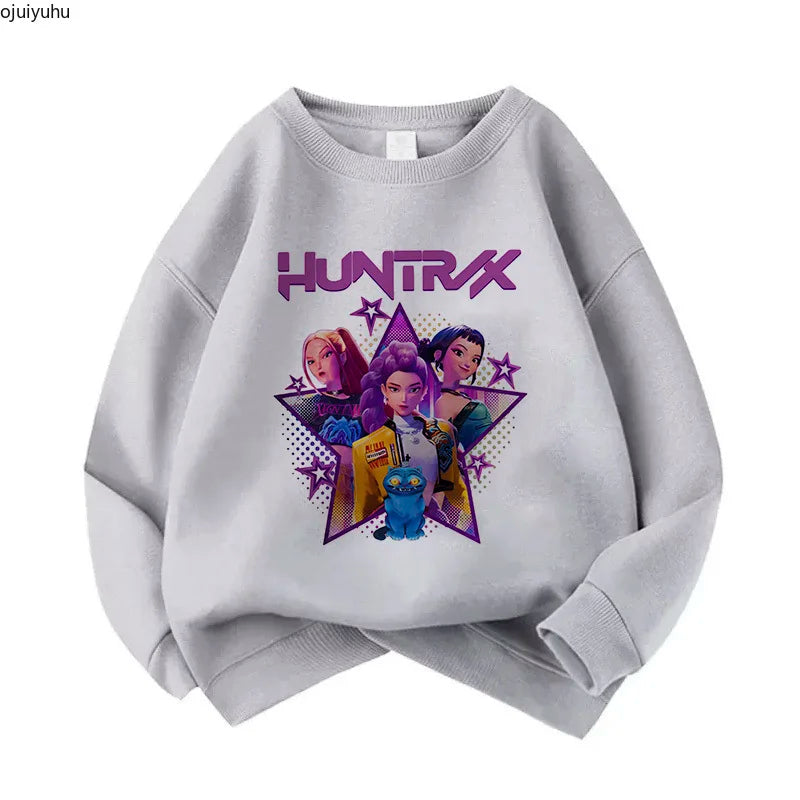 Casual Unisex  Boys Girls Movie Fans Gift Hoodie Manga Kids Huntrix Kpop Demon Hunters Children's Sweatshirt Cute Tiger Hoody